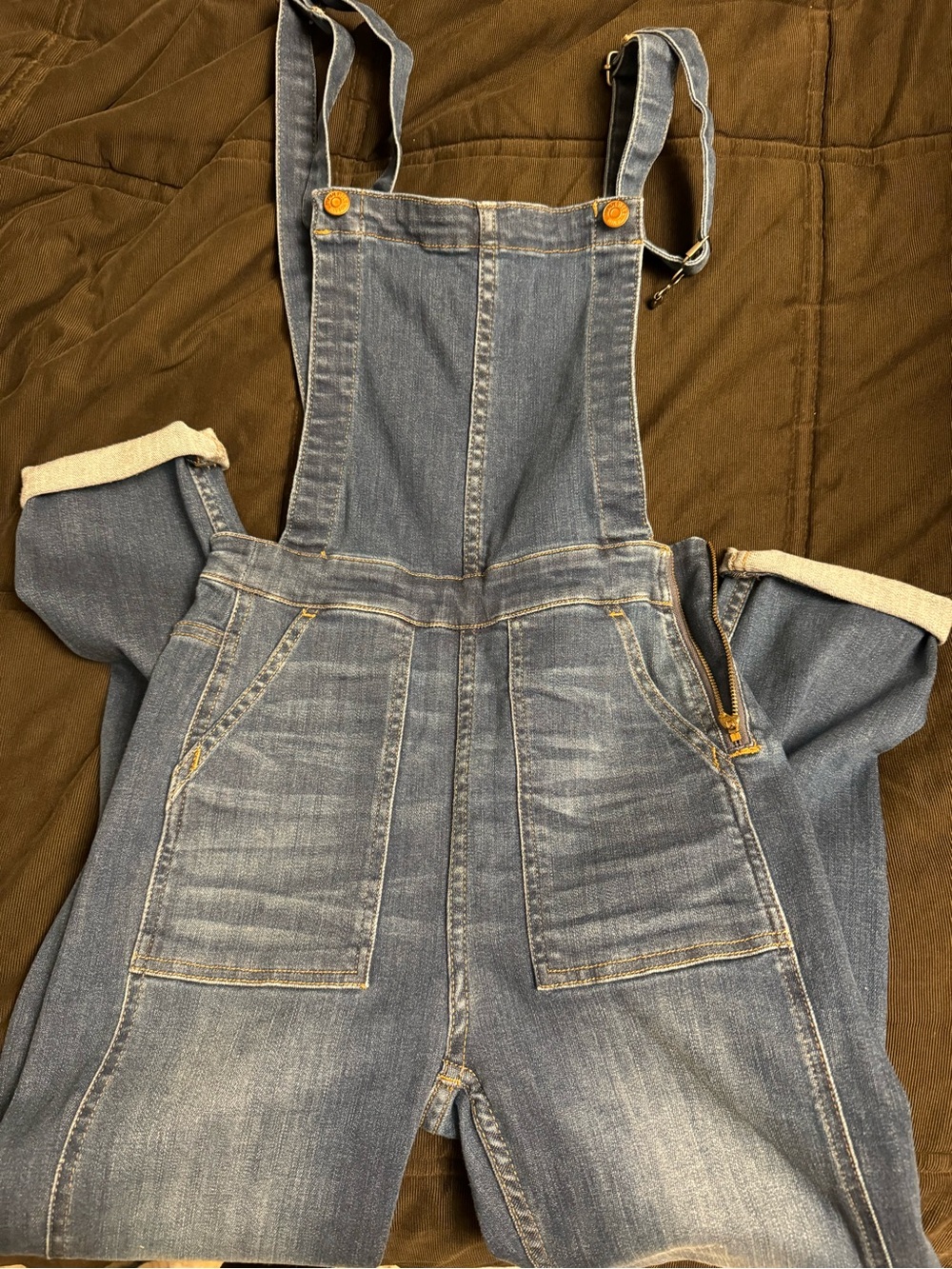 Madewell Denim Overalls Romper in Faded Blue